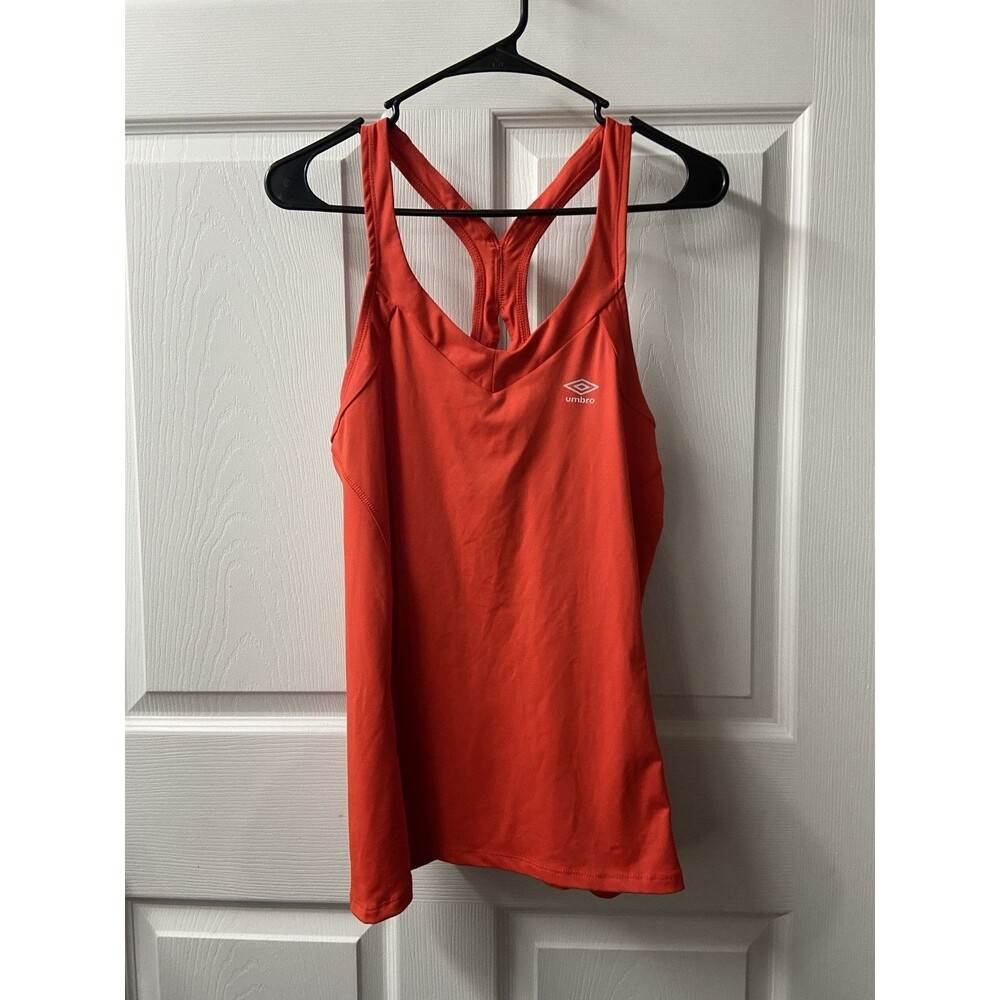 Umbro Exercise Top Womens Large Red Stretchy Strappy Racerback Athletic